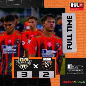 Mesmo lutando até o fim, Nona FC sofre sua primeira derrota na USL League Two para o Florida Elite
